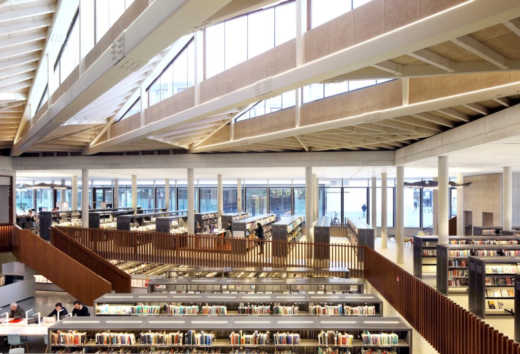 Waregem public library building architecture design interior view